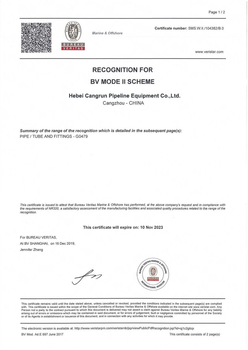 Certificate BV--2019 French inspection certificate